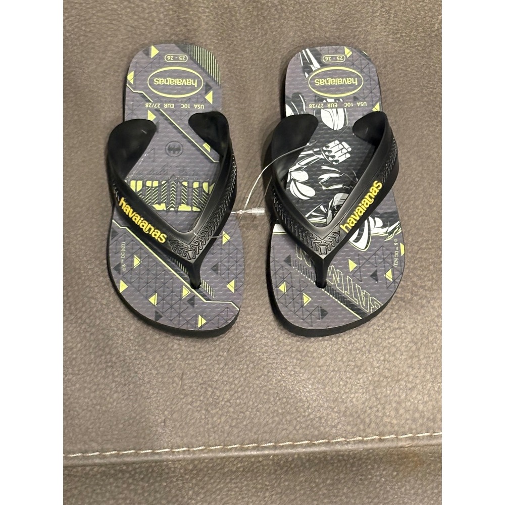 Havaianas Flip Flops Batman DC‎ Comics Boys Size 10C Black Sandall